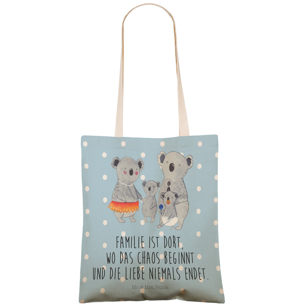 Einkaufstasche Koala Familie Tragetasche, Tasche, Beutel, Stofftasche, Baumwolltasche, Umhängetasche, Shopper, Familie, Vatertag, Muttertag, Bruder, Schwester, Mama, Papa, Oma, Opa, Koala, Koalas, Family, Kinder, Geschwister, Familienleben