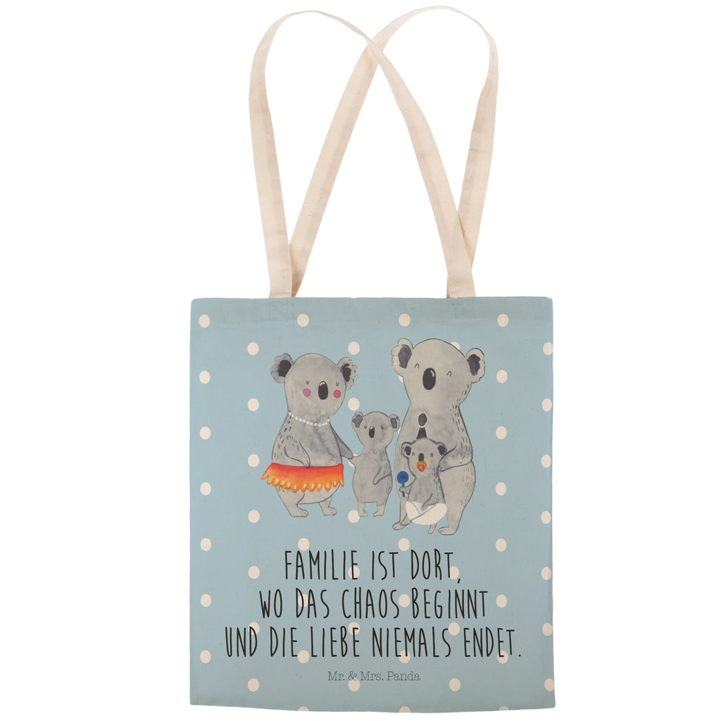 Einkaufstasche Koala Familie Tragetasche, Tasche, Beutel, Stofftasche, Baumwolltasche, Umhängetasche, Shopper, Familie, Vatertag, Muttertag, Bruder, Schwester, Mama, Papa, Oma, Opa, Koala, Koalas, Family, Kinder, Geschwister, Familienleben
