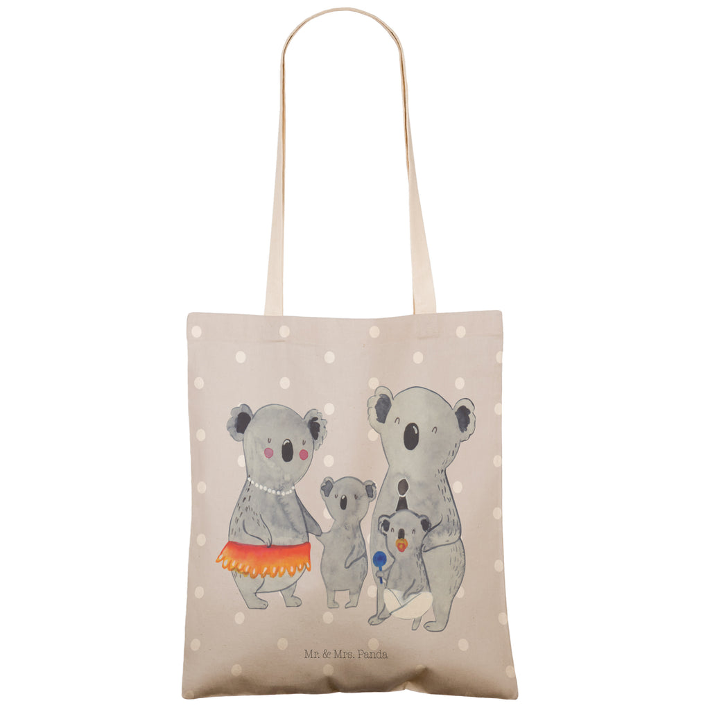 Einkaufstasche Koala Familie Tragetasche, Tasche, Beutel, Stofftasche, Baumwolltasche, Umhängetasche, Shopper, Familie, Vatertag, Muttertag, Bruder, Schwester, Mama, Papa, Oma, Opa, Koala, Koalas, Family, Kinder, Geschwister, Familienleben