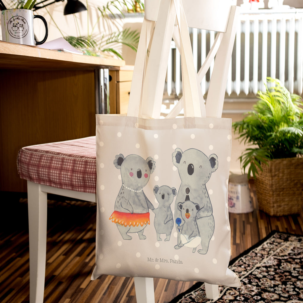 Einkaufstasche Koala Familie Tragetasche, Tasche, Beutel, Stofftasche, Baumwolltasche, Umhängetasche, Shopper, Familie, Vatertag, Muttertag, Bruder, Schwester, Mama, Papa, Oma, Opa, Koala, Koalas, Family, Kinder, Geschwister, Familienleben
