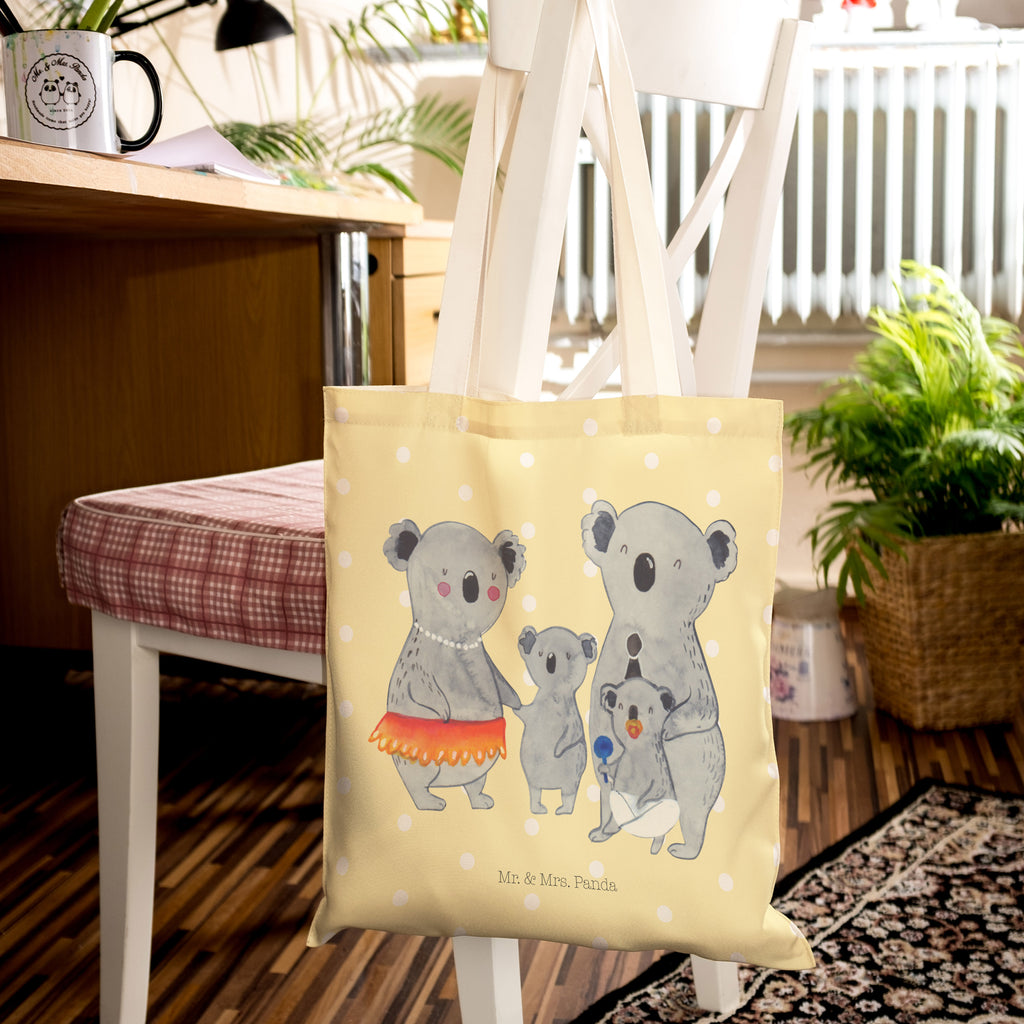 Einkaufstasche Koala Familie Tragetasche, Tasche, Beutel, Stofftasche, Baumwolltasche, Umhängetasche, Shopper, Familie, Vatertag, Muttertag, Bruder, Schwester, Mama, Papa, Oma, Opa, Koala, Koalas, Family, Kinder, Geschwister, Familienleben