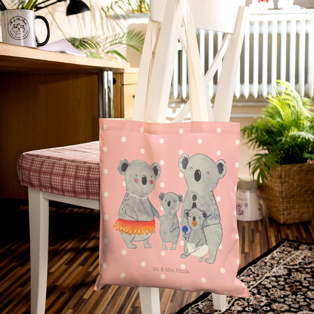 Einkaufstasche Koala Familie Tragetasche, Tasche, Beutel, Stofftasche, Baumwolltasche, Umhängetasche, Shopper, Familie, Vatertag, Muttertag, Bruder, Schwester, Mama, Papa, Oma, Opa, Koala, Koalas, Family, Kinder, Geschwister, Familienleben