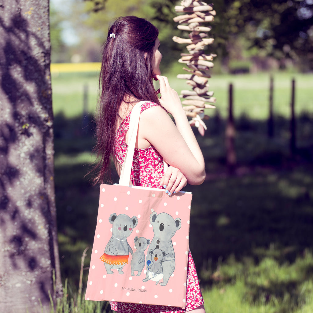 Einkaufstasche Koala Familie Tragetasche, Tasche, Beutel, Stofftasche, Baumwolltasche, Umhängetasche, Shopper, Familie, Vatertag, Muttertag, Bruder, Schwester, Mama, Papa, Oma, Opa, Koala, Koalas, Family, Kinder, Geschwister, Familienleben
