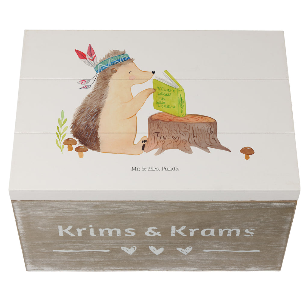 Holzkiste Igel Indianer Holzkiste, Kiste, Schatzkiste, Truhe, Schatulle, XXL, Erinnerungsbox, Erinnerungskiste, Dekokiste, Aufbewahrungsbox, Waldtiere, Tiere, Igel, Indianer, Abenteuer, Lagerfeuer, Camping