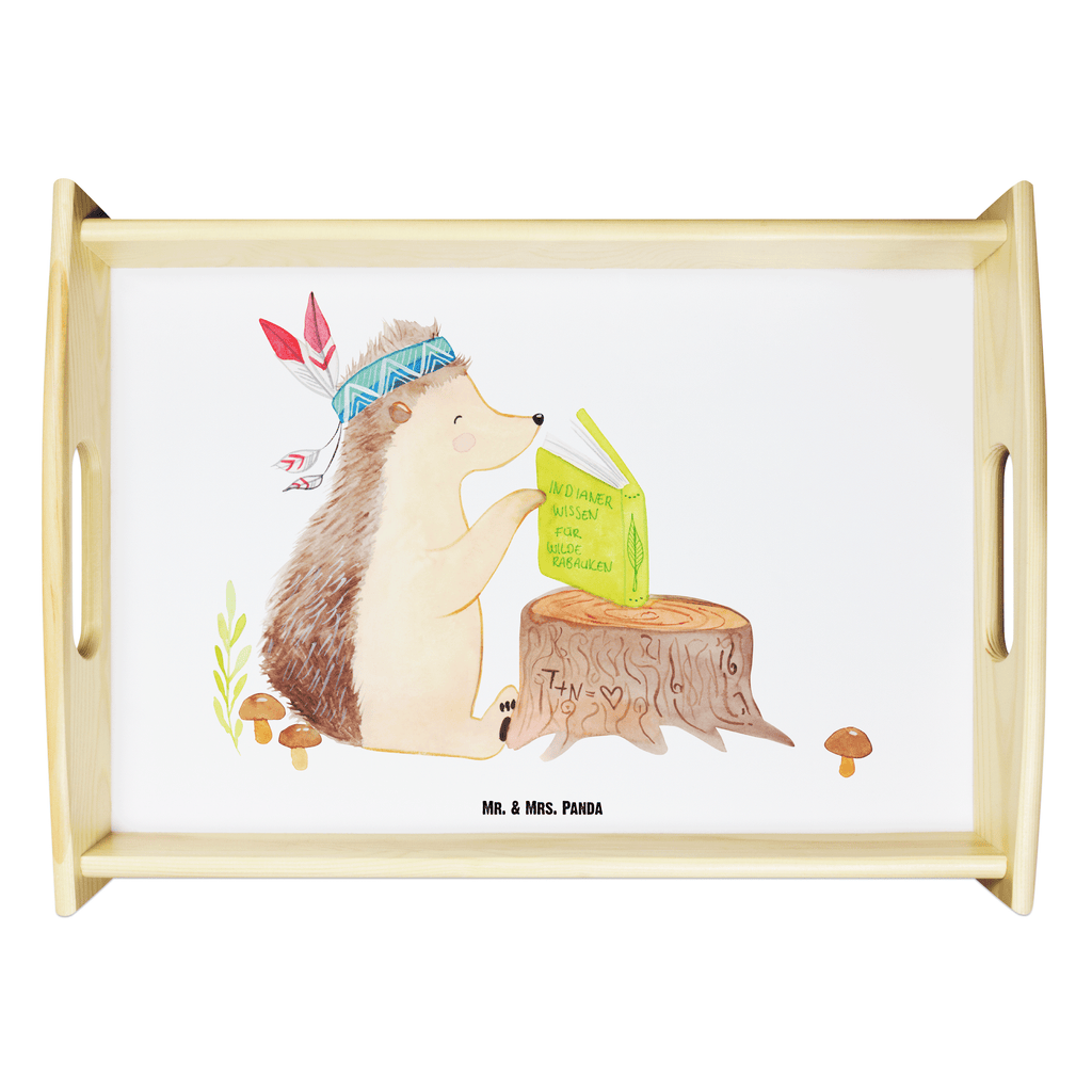Serviertablett Igel Indianer Tablett, Holztablett, Küchentablett, Dekotablett, Frühstückstablett, Waldtiere, Tiere, Igel, Indianer, Abenteuer, Lagerfeuer, Camping