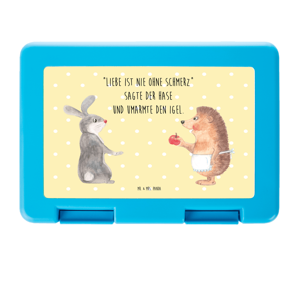 Brotdose Liebe ist nie ohne Schmerz Brotbox, Snackbox, Lunch box, Butterbrotdose, Brotzeitbox, Tiermotive, Gute Laune, lustige Sprüche, Tiere, Igel und Hase, Igel, Hase, Liebe Spruch, Liebeskummer Geschenk, Herzschmerz, Trösten, Trennungsschmerz, Spruch romantisch