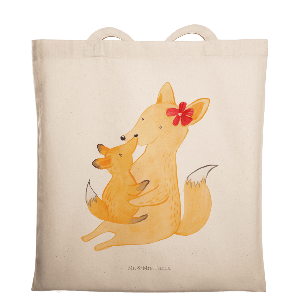 Tragetasche Fuchs Mama & Kind Beuteltasche, Beutel, Einkaufstasche, Jutebeutel, Stoffbeutel, Familie, Vatertag, Muttertag, Bruder, Schwester, Mama, Papa, Oma, Opa, Mutter, Tochter, Lieblingstochter, Beste Tochter, Geschenk