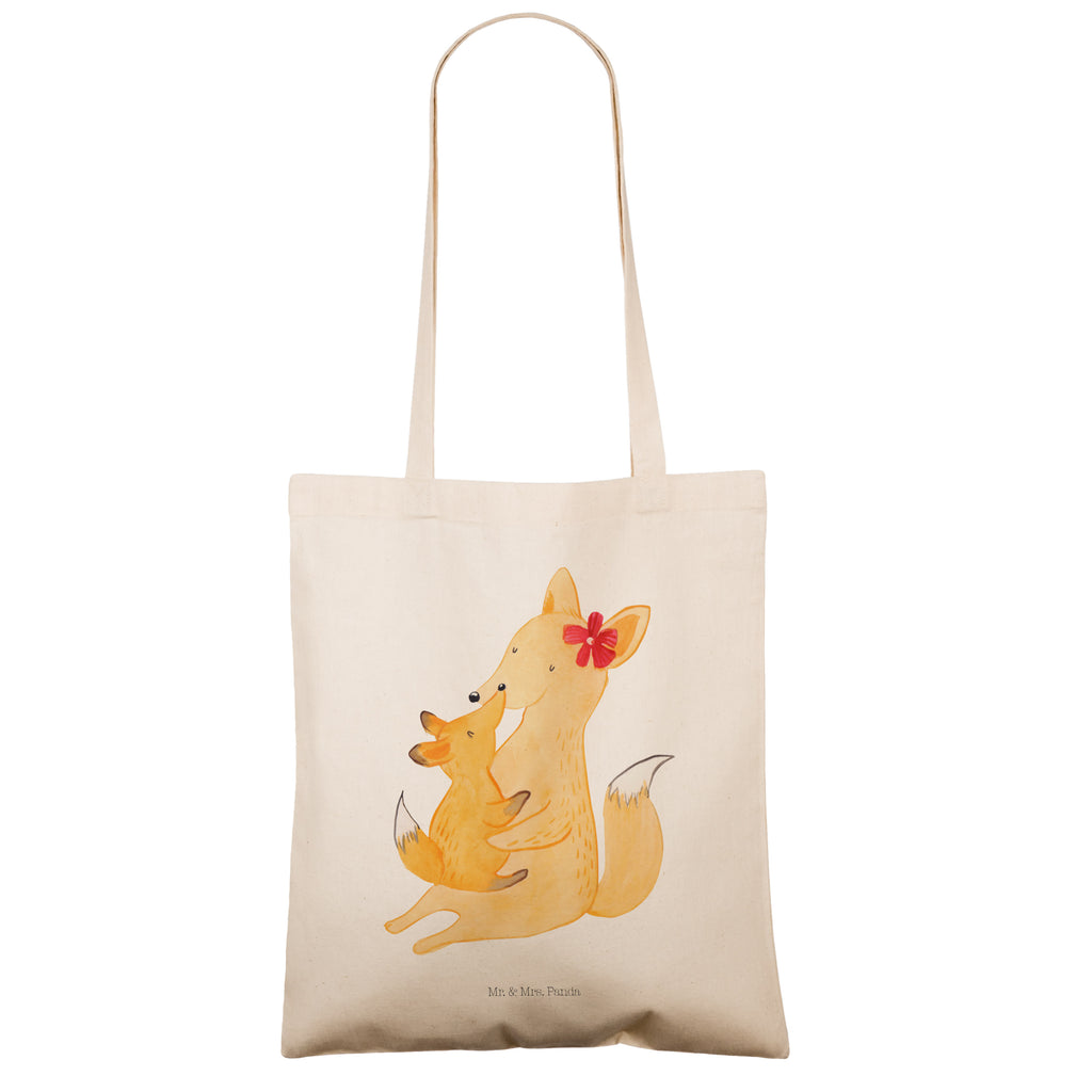 Tragetasche Fuchs Mama & Kind Beuteltasche, Beutel, Einkaufstasche, Jutebeutel, Stoffbeutel, Familie, Vatertag, Muttertag, Bruder, Schwester, Mama, Papa, Oma, Opa, Mutter, Tochter, Lieblingstochter, Beste Tochter, Geschenk