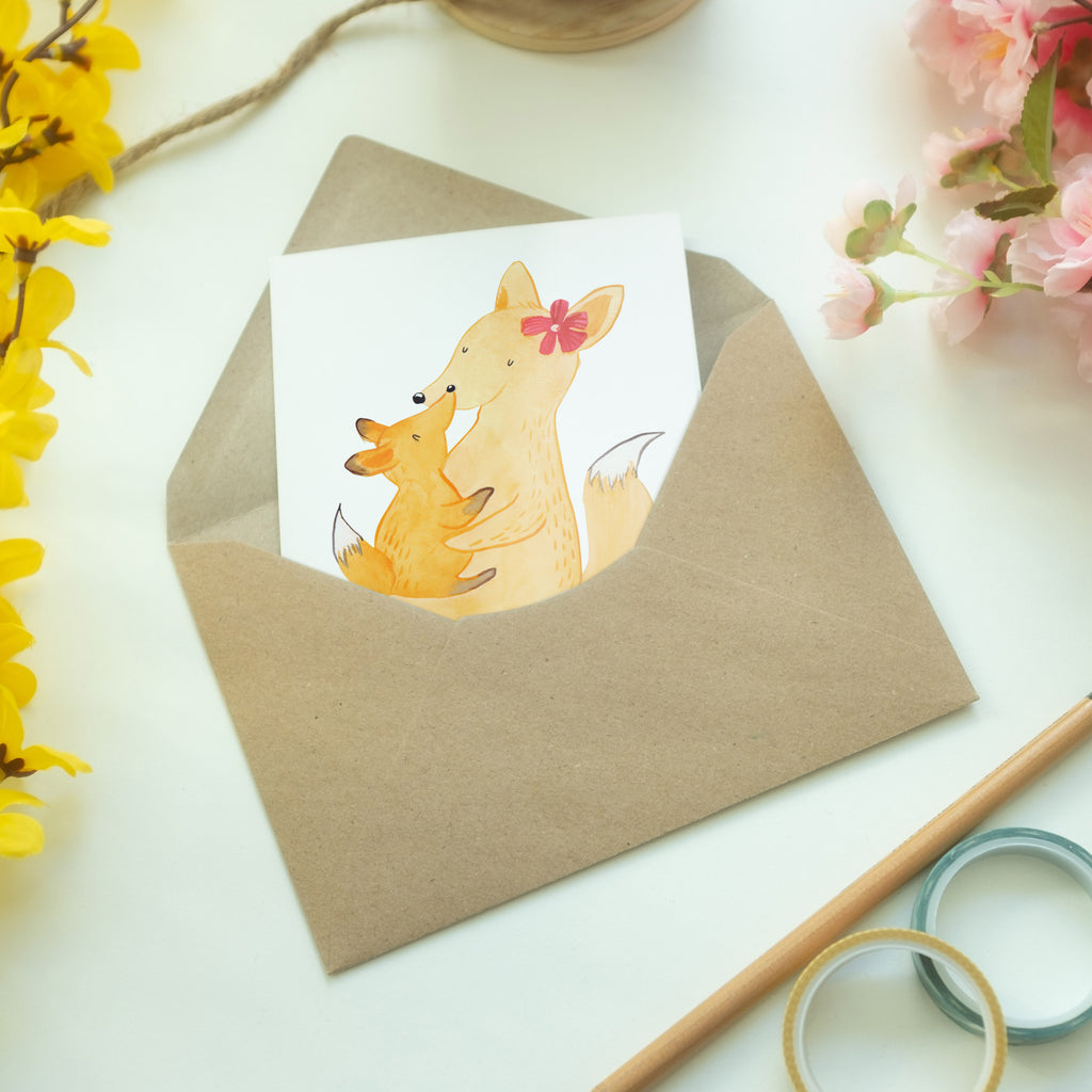 Grußkarte Fuchs Mama & Kind Klappkarte, Einladungskarte, Glückwunschkarte, Hochzeitskarte, Geburtstagskarte, Karte, Familie, Vatertag, Muttertag, Bruder, Schwester, Mama, Papa, Oma, Opa, Mutter, Tochter, Lieblingstochter, Beste Tochter, Geschenk