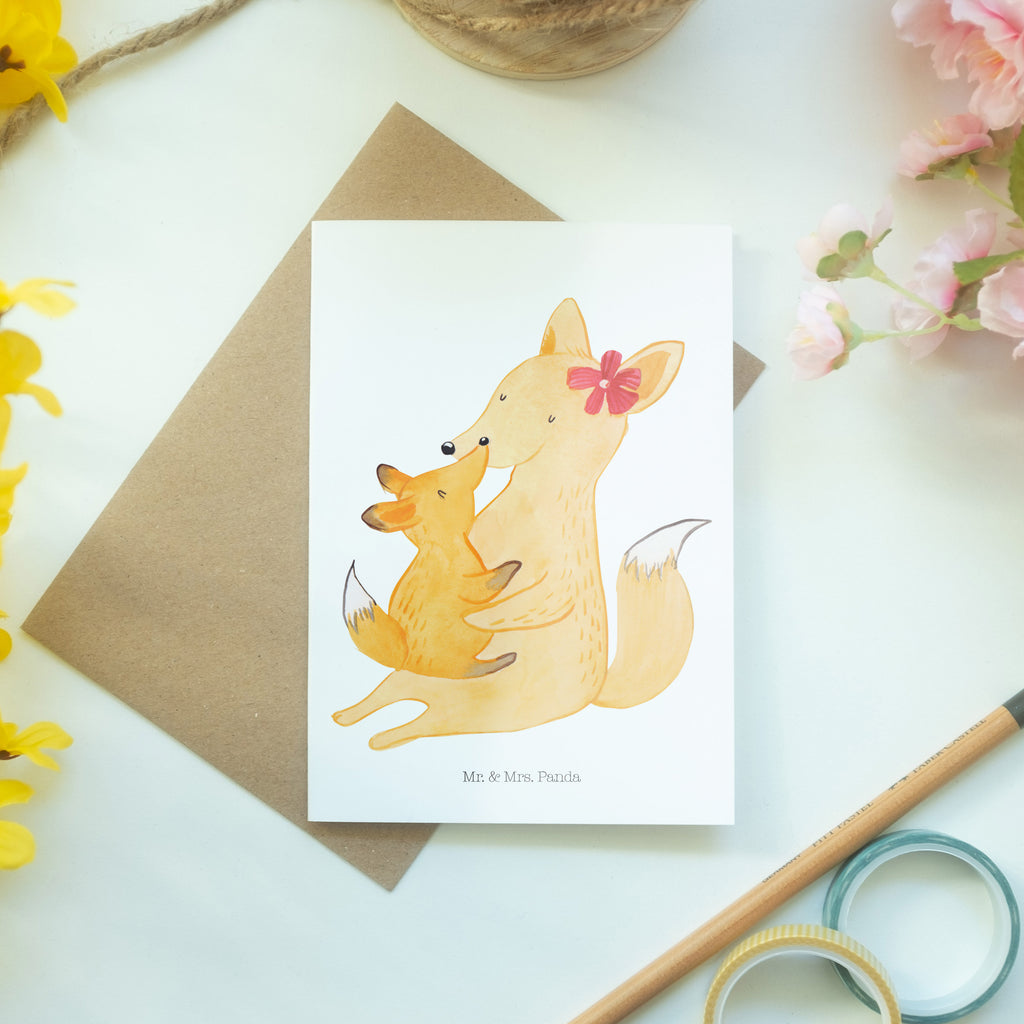 Grußkarte Fuchs Mama & Kind Klappkarte, Einladungskarte, Glückwunschkarte, Hochzeitskarte, Geburtstagskarte, Karte, Familie, Vatertag, Muttertag, Bruder, Schwester, Mama, Papa, Oma, Opa, Mutter, Tochter, Lieblingstochter, Beste Tochter, Geschenk