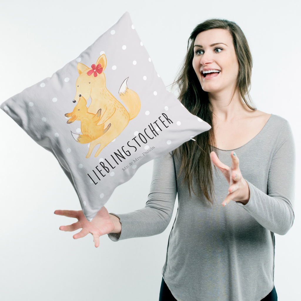 40x40 Kissen Fuchs Mama & Kind Kissenhülle, Kopfkissen, Sofakissen, Dekokissen, Motivkissen, Familie, Vatertag, Muttertag, Bruder, Schwester, Mama, Papa, Oma, Opa, Mutter, Tochter, Lieblingstochter, Beste Tochter, Geschenk