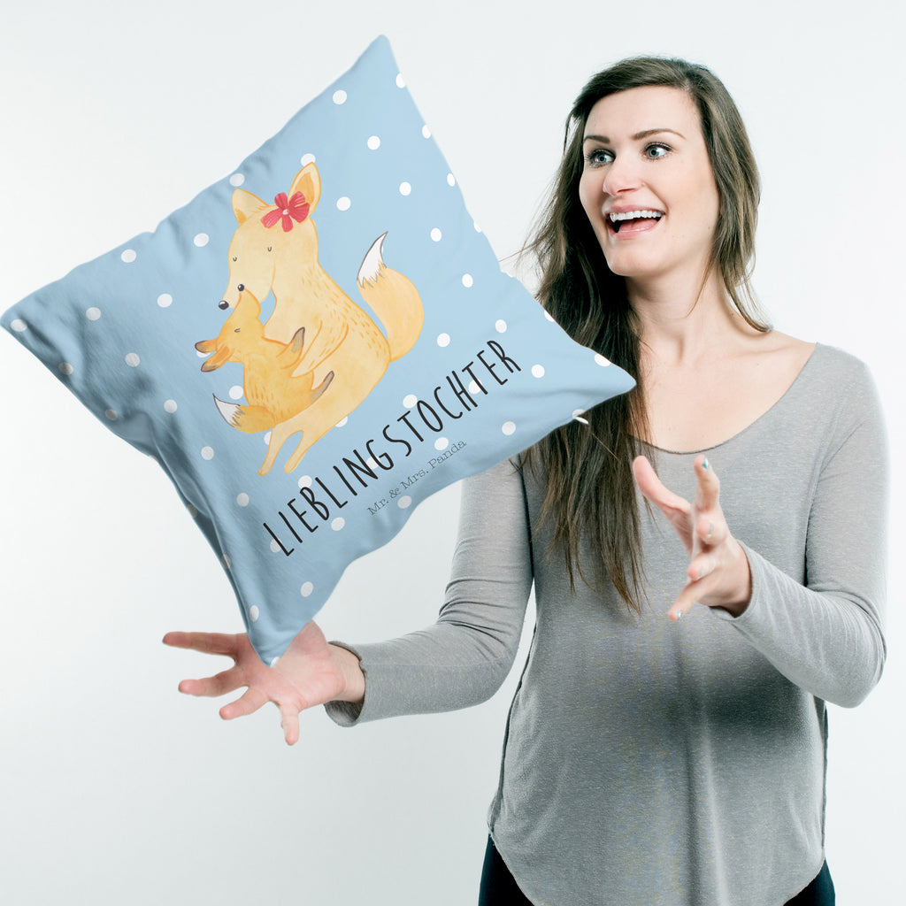 40x40 Kissen Fuchs Mama & Kind Kissenhülle, Kopfkissen, Sofakissen, Dekokissen, Motivkissen, Familie, Vatertag, Muttertag, Bruder, Schwester, Mama, Papa, Oma, Opa, Mutter, Tochter, Lieblingstochter, Beste Tochter, Geschenk