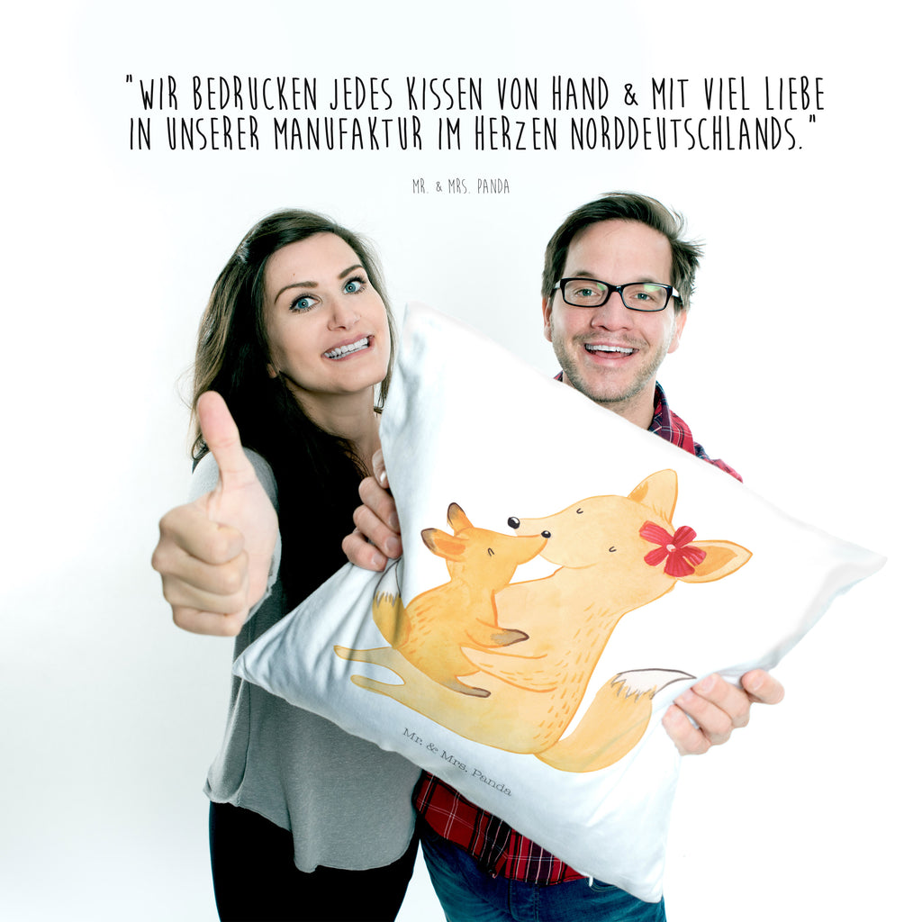 40x40 Kissen Fuchs Mama & Kind Kissenhülle, Kopfkissen, Sofakissen, Dekokissen, Motivkissen, Familie, Vatertag, Muttertag, Bruder, Schwester, Mama, Papa, Oma, Opa, Mutter, Tochter, Lieblingstochter, Beste Tochter, Geschenk