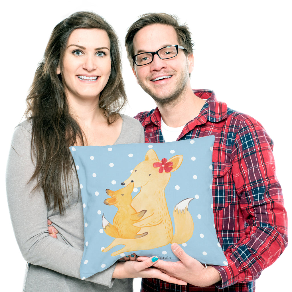 40x40 Kissen Fuchs Mama & Kind Kissenhülle, Kopfkissen, Sofakissen, Dekokissen, Motivkissen, Familie, Vatertag, Muttertag, Bruder, Schwester, Mama, Papa, Oma, Opa, Mutter, Tochter, Lieblingstochter, Beste Tochter, Geschenk