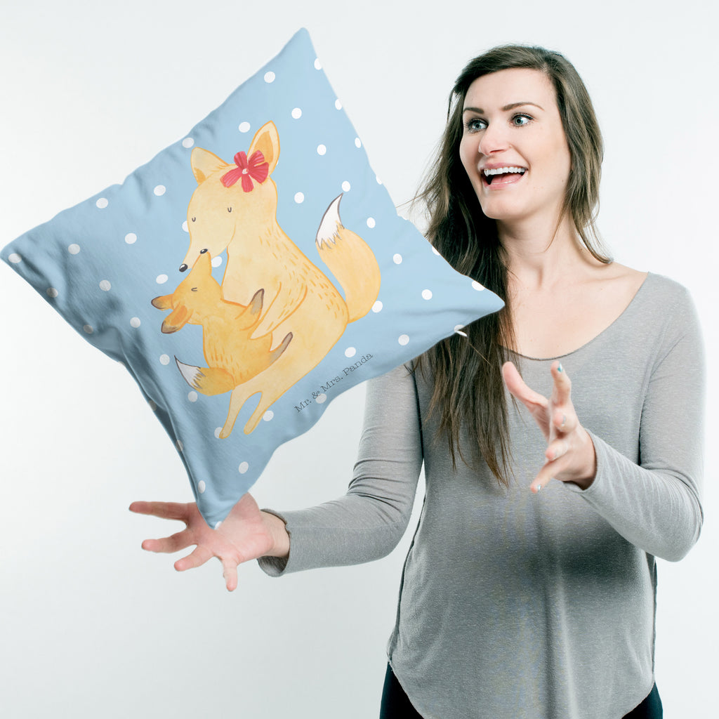 40x40 Kissen Fuchs Mama & Kind Kissenhülle, Kopfkissen, Sofakissen, Dekokissen, Motivkissen, Familie, Vatertag, Muttertag, Bruder, Schwester, Mama, Papa, Oma, Opa, Mutter, Tochter, Lieblingstochter, Beste Tochter, Geschenk