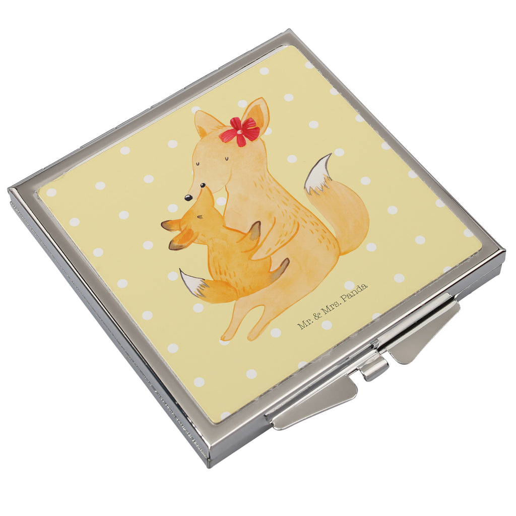 Handtaschenspiegel quadratisch Fuchs Mama & Kind Spiegel, Handtasche, Quadrat, silber, schminken, Schminkspiegel, Familie, Vatertag, Muttertag, Bruder, Schwester, Mama, Papa, Oma, Opa, Mutter, Tochter, Lieblingstochter, Beste Tochter, Geschenk