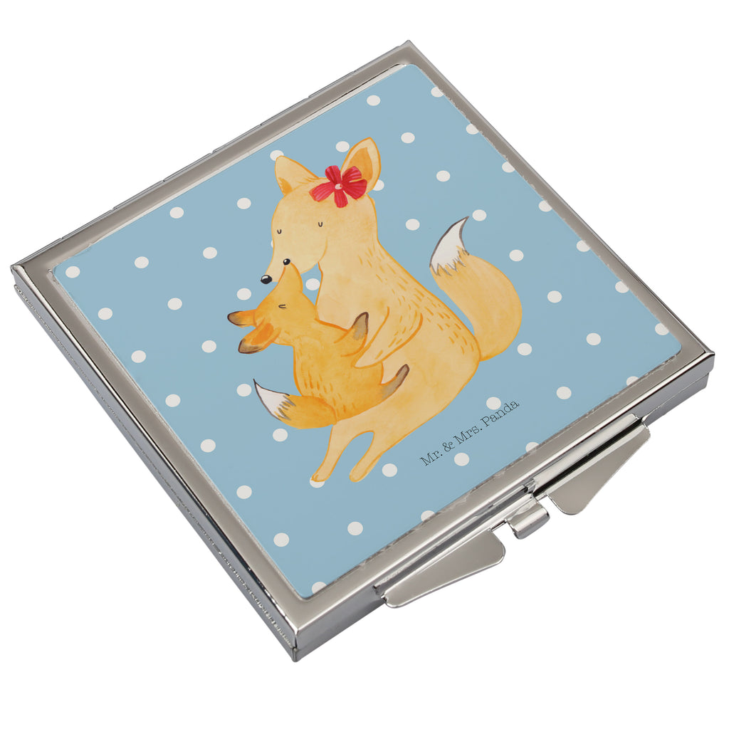 Handtaschenspiegel quadratisch Fuchs Mama & Kind Spiegel, Handtasche, Quadrat, silber, schminken, Schminkspiegel, Familie, Vatertag, Muttertag, Bruder, Schwester, Mama, Papa, Oma, Opa, Mutter, Tochter, Lieblingstochter, Beste Tochter, Geschenk