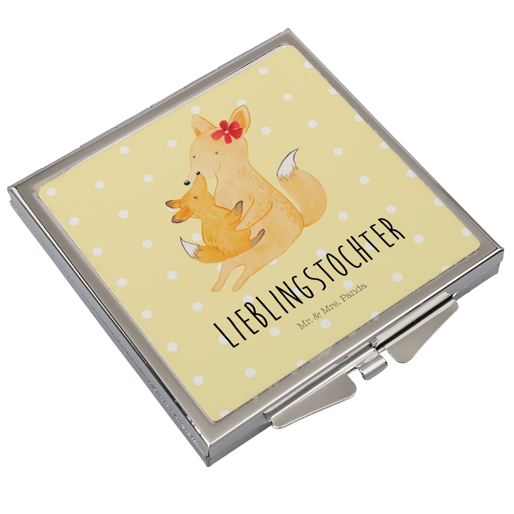 Handtaschenspiegel quadratisch Fuchs Mama & Kind Spiegel, Handtasche, Quadrat, silber, schminken, Schminkspiegel, Familie, Vatertag, Muttertag, Bruder, Schwester, Mama, Papa, Oma, Opa, Mutter, Tochter, Lieblingstochter, Beste Tochter, Geschenk