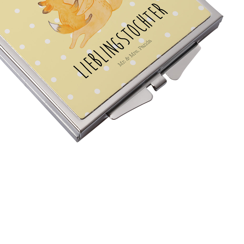 Handtaschenspiegel quadratisch Fuchs Mama & Kind Spiegel, Handtasche, Quadrat, silber, schminken, Schminkspiegel, Familie, Vatertag, Muttertag, Bruder, Schwester, Mama, Papa, Oma, Opa, Mutter, Tochter, Lieblingstochter, Beste Tochter, Geschenk