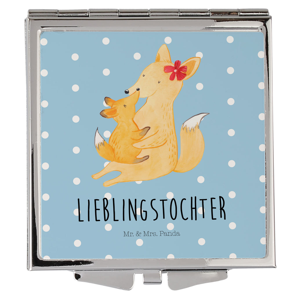 Handtaschenspiegel quadratisch Fuchs Mama & Kind Spiegel, Handtasche, Quadrat, silber, schminken, Schminkspiegel, Familie, Vatertag, Muttertag, Bruder, Schwester, Mama, Papa, Oma, Opa, Mutter, Tochter, Lieblingstochter, Beste Tochter, Geschenk