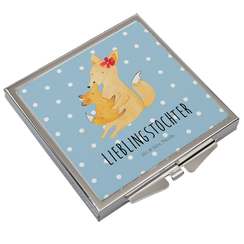 Handtaschenspiegel quadratisch Fuchs Mama & Kind Spiegel, Handtasche, Quadrat, silber, schminken, Schminkspiegel, Familie, Vatertag, Muttertag, Bruder, Schwester, Mama, Papa, Oma, Opa, Mutter, Tochter, Lieblingstochter, Beste Tochter, Geschenk