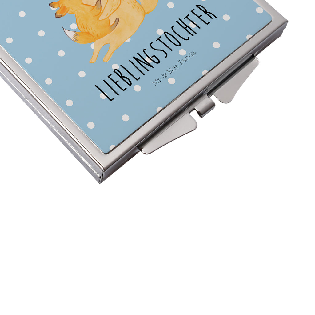 Handtaschenspiegel quadratisch Fuchs Mama & Kind Spiegel, Handtasche, Quadrat, silber, schminken, Schminkspiegel, Familie, Vatertag, Muttertag, Bruder, Schwester, Mama, Papa, Oma, Opa, Mutter, Tochter, Lieblingstochter, Beste Tochter, Geschenk