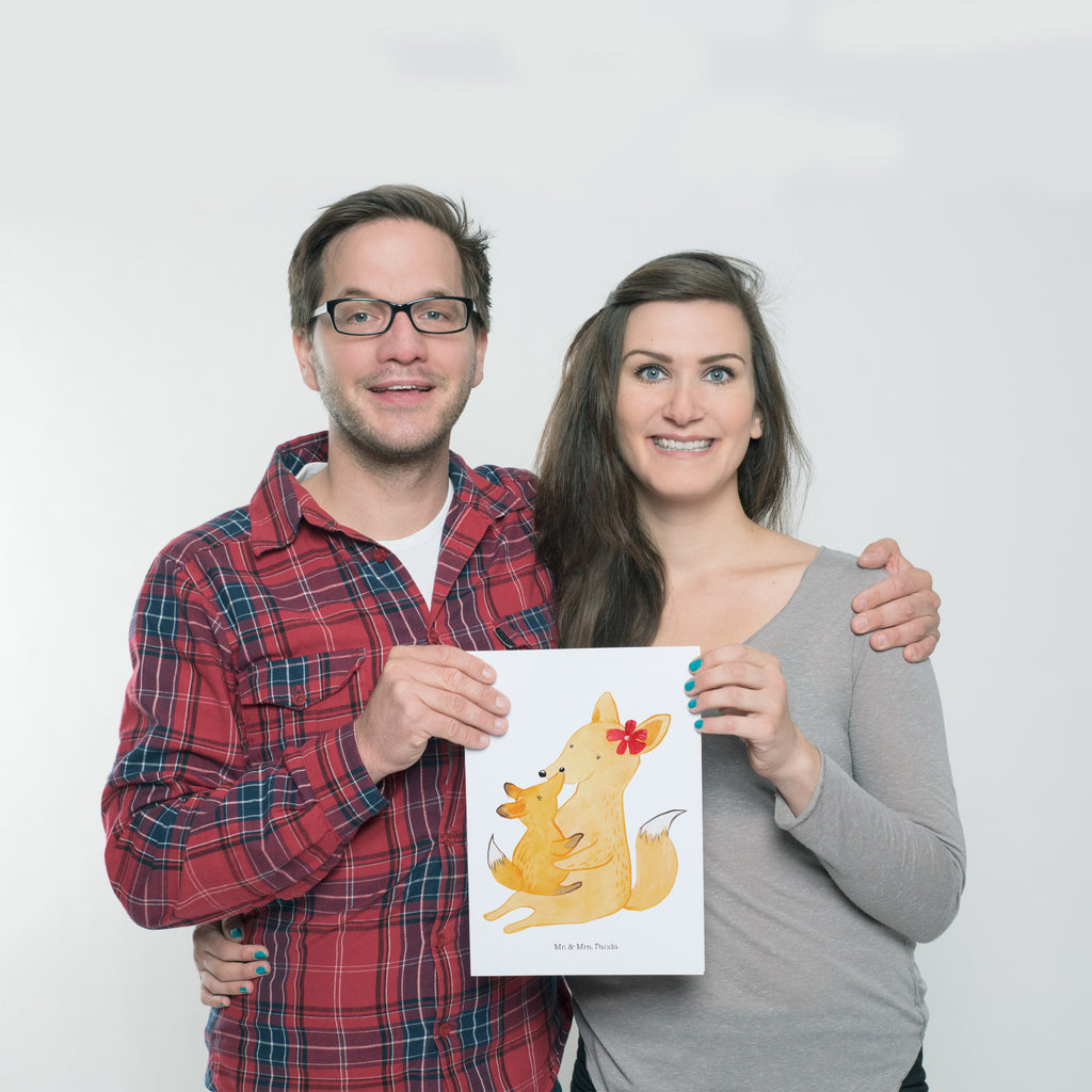 Poster Fuchs Mama & Kind Poster, Wandposter, Bild, Wanddeko, Küchenposter, Kinderposter, Wanddeko Bild, Raumdekoration, Wanddekoration, Handgemaltes Poster, Mr. & Mrs. Panda Poster, Designposter, Kunstdruck, Posterdruck, Familie, Vatertag, Muttertag, Bruder, Schwester, Mama, Papa, Oma, Opa, Mutter, Tochter, Lieblingstochter, Beste Tochter, Geschenk