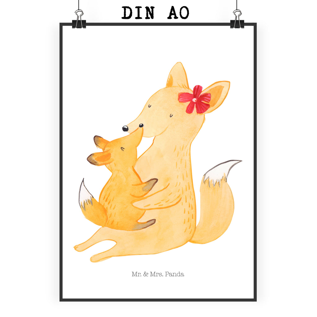 Poster Fuchs Mama & Kind Poster, Wandposter, Bild, Wanddeko, Küchenposter, Kinderposter, Wanddeko Bild, Raumdekoration, Wanddekoration, Handgemaltes Poster, Mr. & Mrs. Panda Poster, Designposter, Kunstdruck, Posterdruck, Familie, Vatertag, Muttertag, Bruder, Schwester, Mama, Papa, Oma, Opa, Mutter, Tochter, Lieblingstochter, Beste Tochter, Geschenk