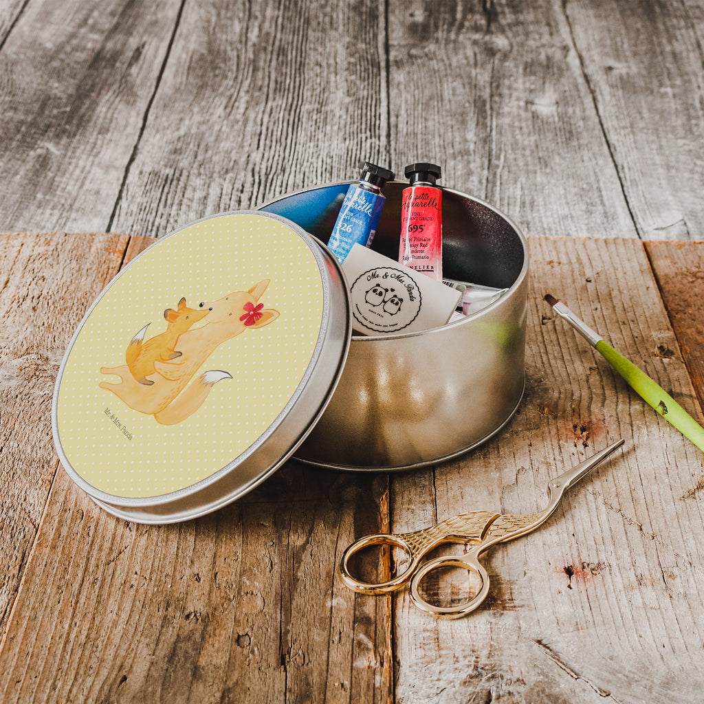 Blechdose rund Fuchs Mama & Kind Metalldose, Keksdose, Dose, Vorratsdose, Geschenkbox, Familie, Vatertag, Muttertag, Bruder, Schwester, Mama, Papa, Oma, Opa, Mutter, Tochter, Lieblingstochter, Beste Tochter, Geschenk