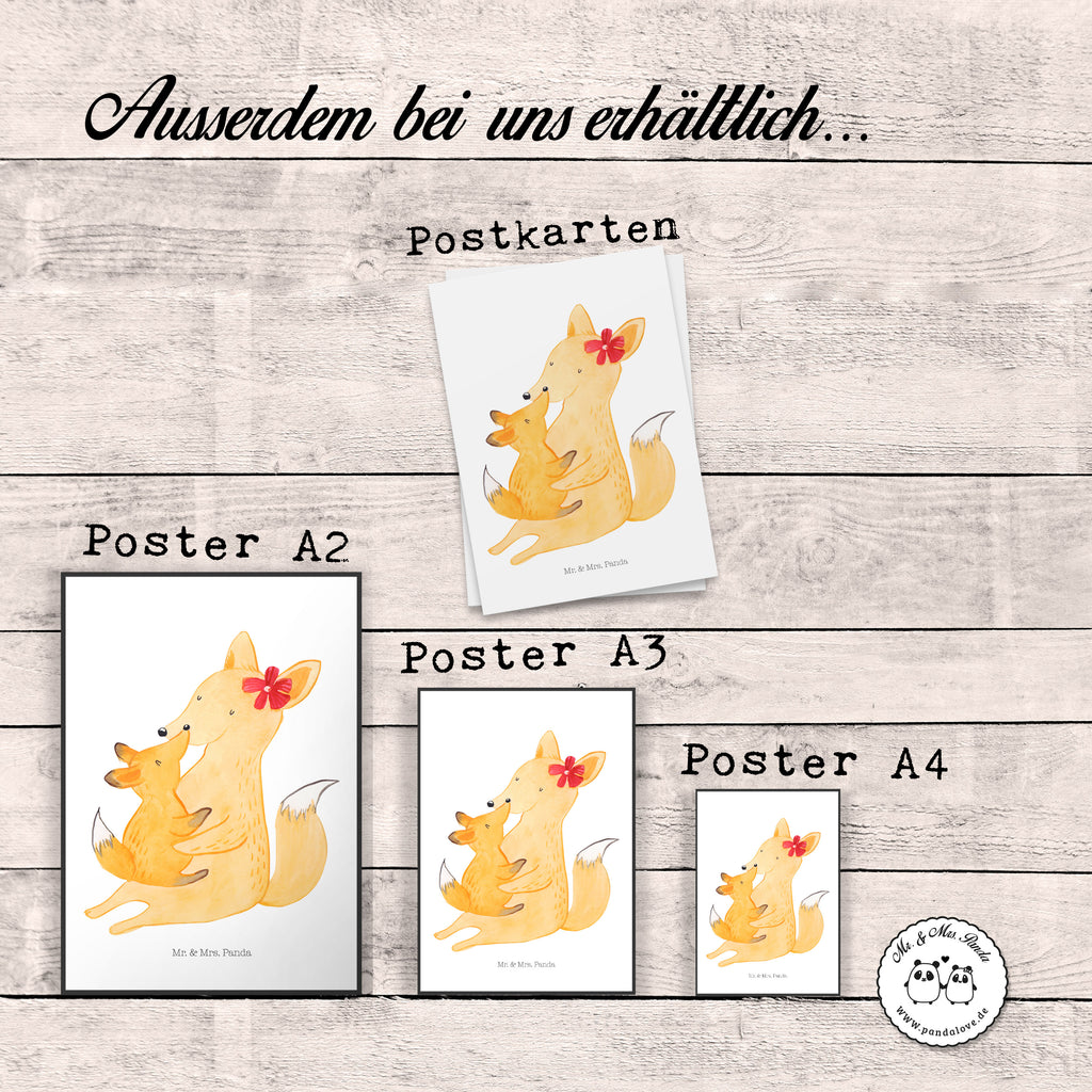 Poster Fuchs Mama & Kind Poster, Wandposter, Bild, Wanddeko, Küchenposter, Kinderposter, Wanddeko Bild, Raumdekoration, Wanddekoration, Handgemaltes Poster, Mr. & Mrs. Panda Poster, Designposter, Kunstdruck, Posterdruck, Familie, Vatertag, Muttertag, Bruder, Schwester, Mama, Papa, Oma, Opa, Mutter, Tochter, Lieblingstochter, Beste Tochter, Geschenk