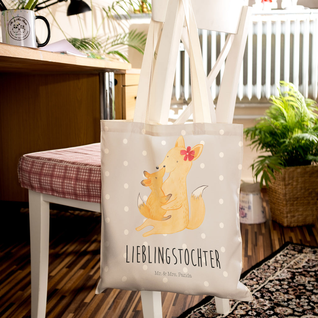 Einkaufstasche Fuchs Mama & Kind Tragetasche, Tasche, Beutel, Stofftasche, Baumwolltasche, Umhängetasche, Shopper, Familie, Vatertag, Muttertag, Bruder, Schwester, Mama, Papa, Oma, Opa, Mutter, Tochter, Lieblingstochter, Beste Tochter, Geschenk