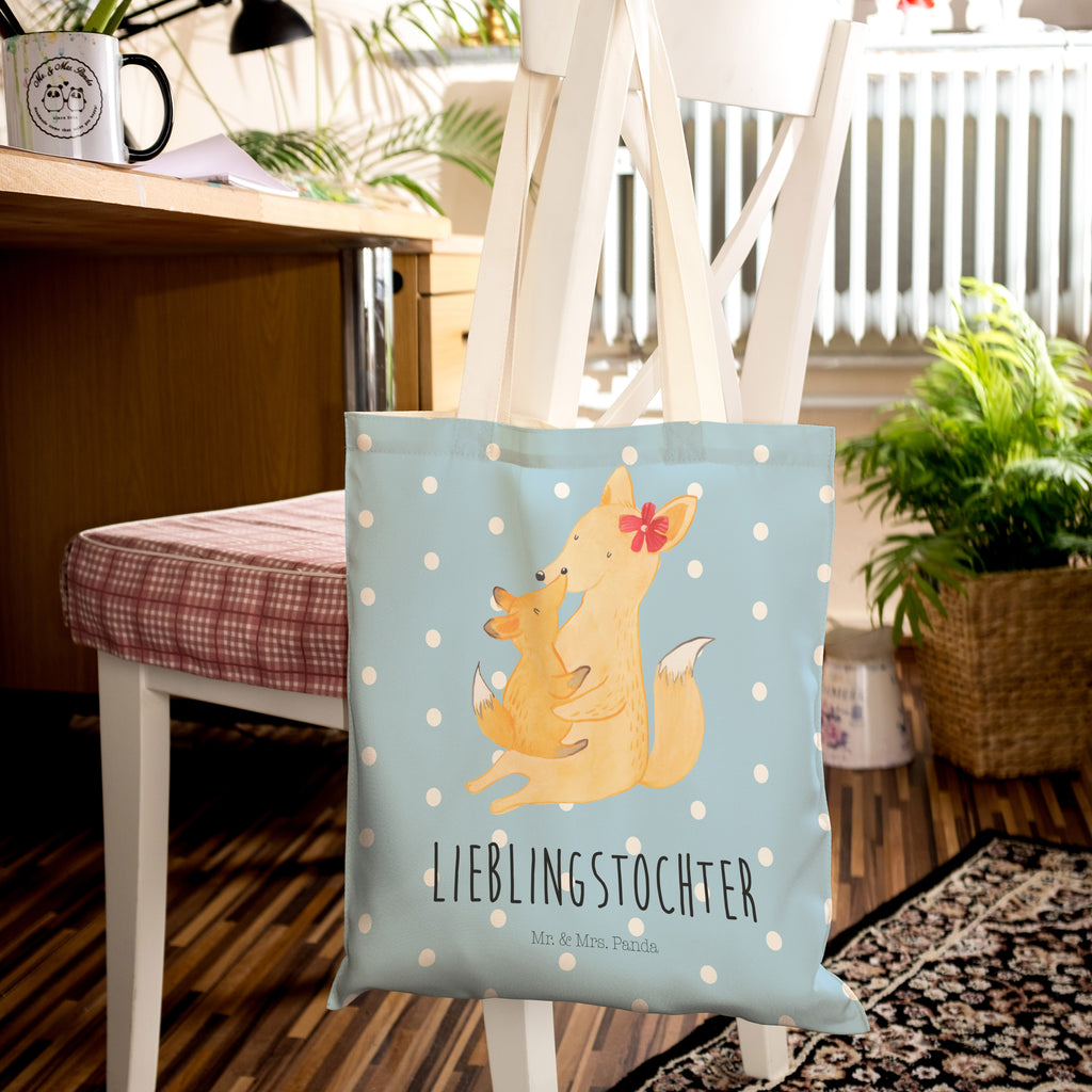 Einkaufstasche Fuchs Mama & Kind Tragetasche, Tasche, Beutel, Stofftasche, Baumwolltasche, Umhängetasche, Shopper, Familie, Vatertag, Muttertag, Bruder, Schwester, Mama, Papa, Oma, Opa, Mutter, Tochter, Lieblingstochter, Beste Tochter, Geschenk