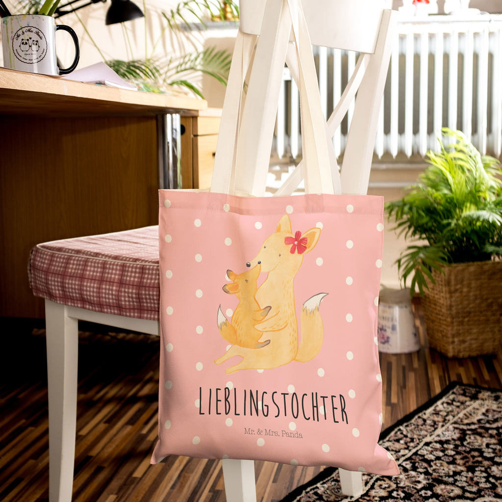 Einkaufstasche Fuchs Mama & Kind Tragetasche, Tasche, Beutel, Stofftasche, Baumwolltasche, Umhängetasche, Shopper, Familie, Vatertag, Muttertag, Bruder, Schwester, Mama, Papa, Oma, Opa, Mutter, Tochter, Lieblingstochter, Beste Tochter, Geschenk