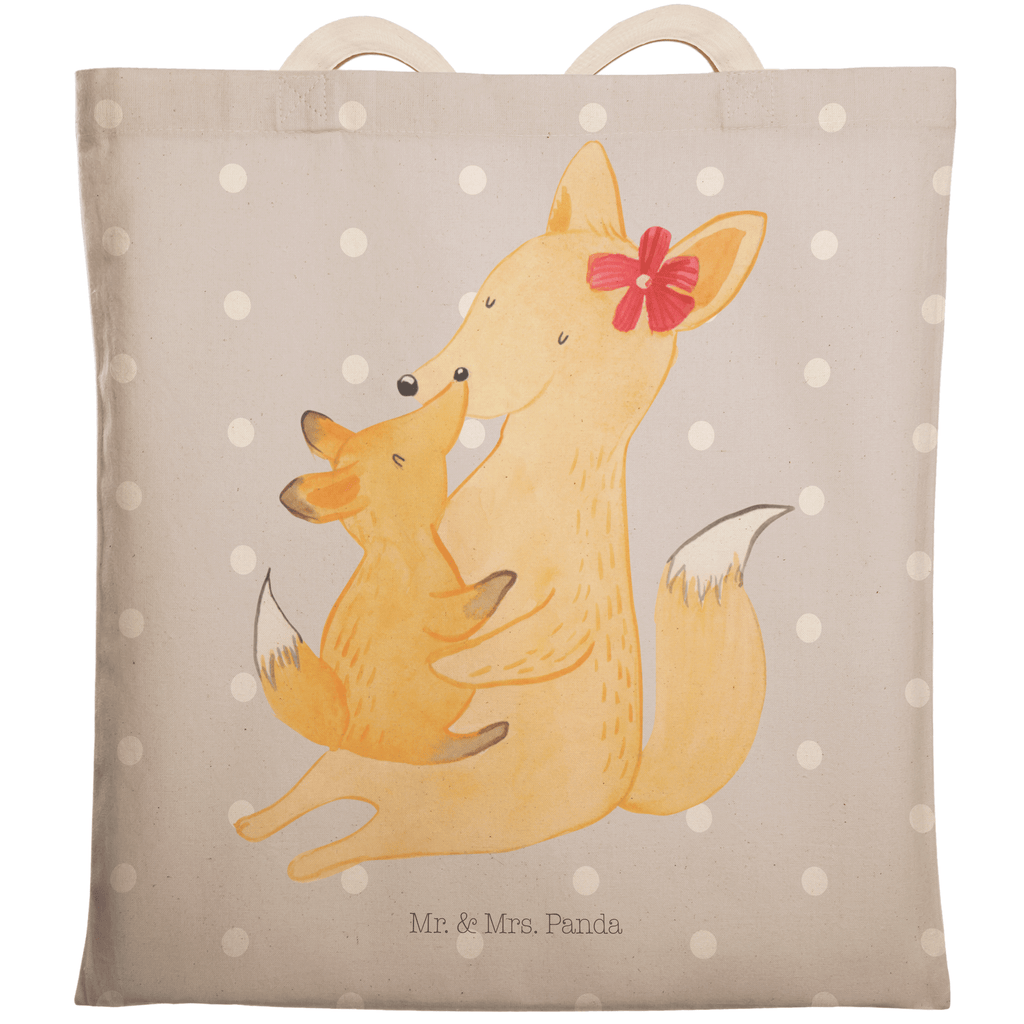 Einkaufstasche Fuchs Mama & Kind Tragetasche, Tasche, Beutel, Stofftasche, Baumwolltasche, Umhängetasche, Shopper, Familie, Vatertag, Muttertag, Bruder, Schwester, Mama, Papa, Oma, Opa, Mutter, Tochter, Lieblingstochter, Beste Tochter, Geschenk
