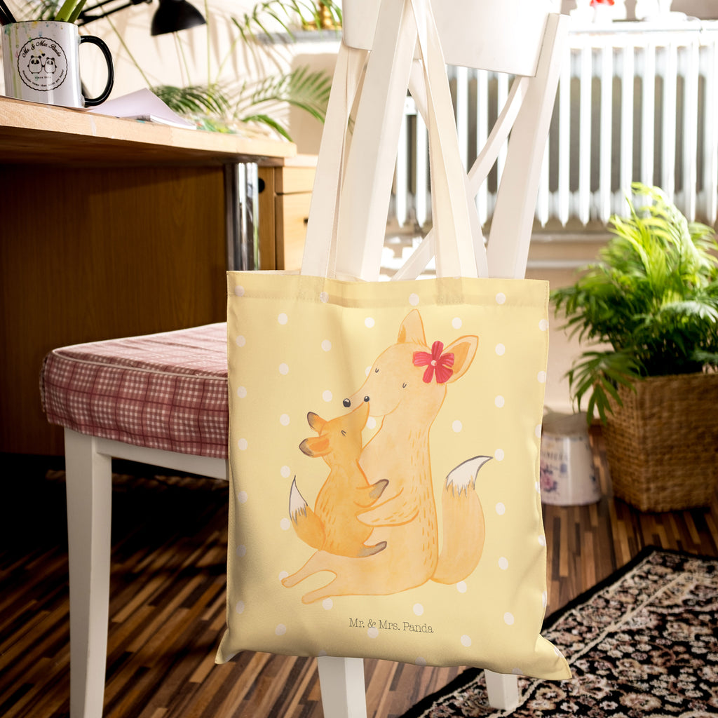 Einkaufstasche Fuchs Mama & Kind Tragetasche, Tasche, Beutel, Stofftasche, Baumwolltasche, Umhängetasche, Shopper, Familie, Vatertag, Muttertag, Bruder, Schwester, Mama, Papa, Oma, Opa, Mutter, Tochter, Lieblingstochter, Beste Tochter, Geschenk
