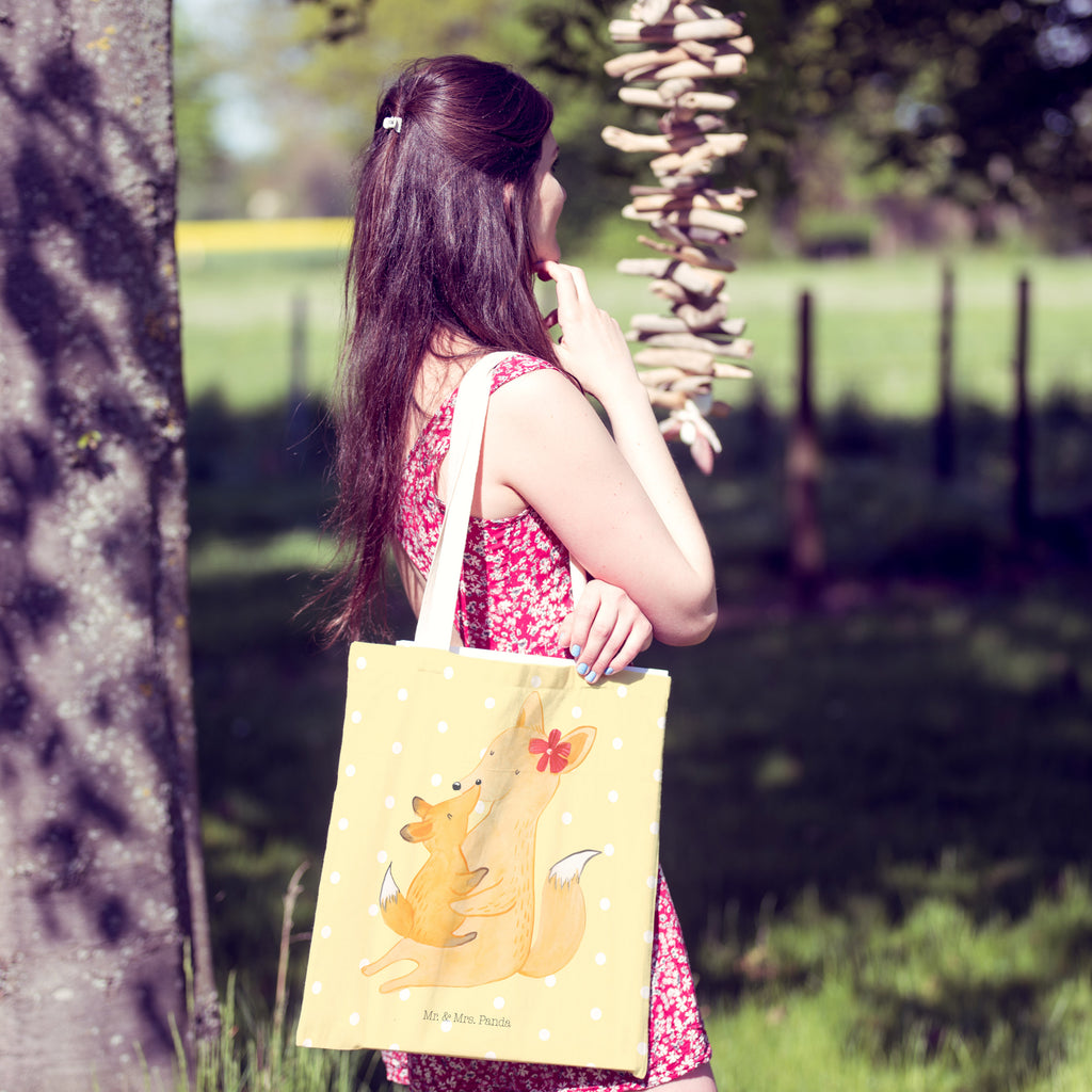 Einkaufstasche Fuchs Mama & Kind Tragetasche, Tasche, Beutel, Stofftasche, Baumwolltasche, Umhängetasche, Shopper, Familie, Vatertag, Muttertag, Bruder, Schwester, Mama, Papa, Oma, Opa, Mutter, Tochter, Lieblingstochter, Beste Tochter, Geschenk