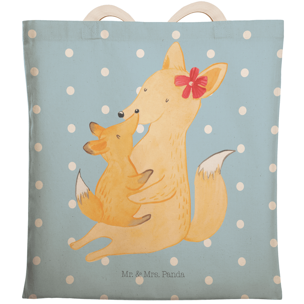 Einkaufstasche Fuchs Mama & Kind Tragetasche, Tasche, Beutel, Stofftasche, Baumwolltasche, Umhängetasche, Shopper, Familie, Vatertag, Muttertag, Bruder, Schwester, Mama, Papa, Oma, Opa, Mutter, Tochter, Lieblingstochter, Beste Tochter, Geschenk
