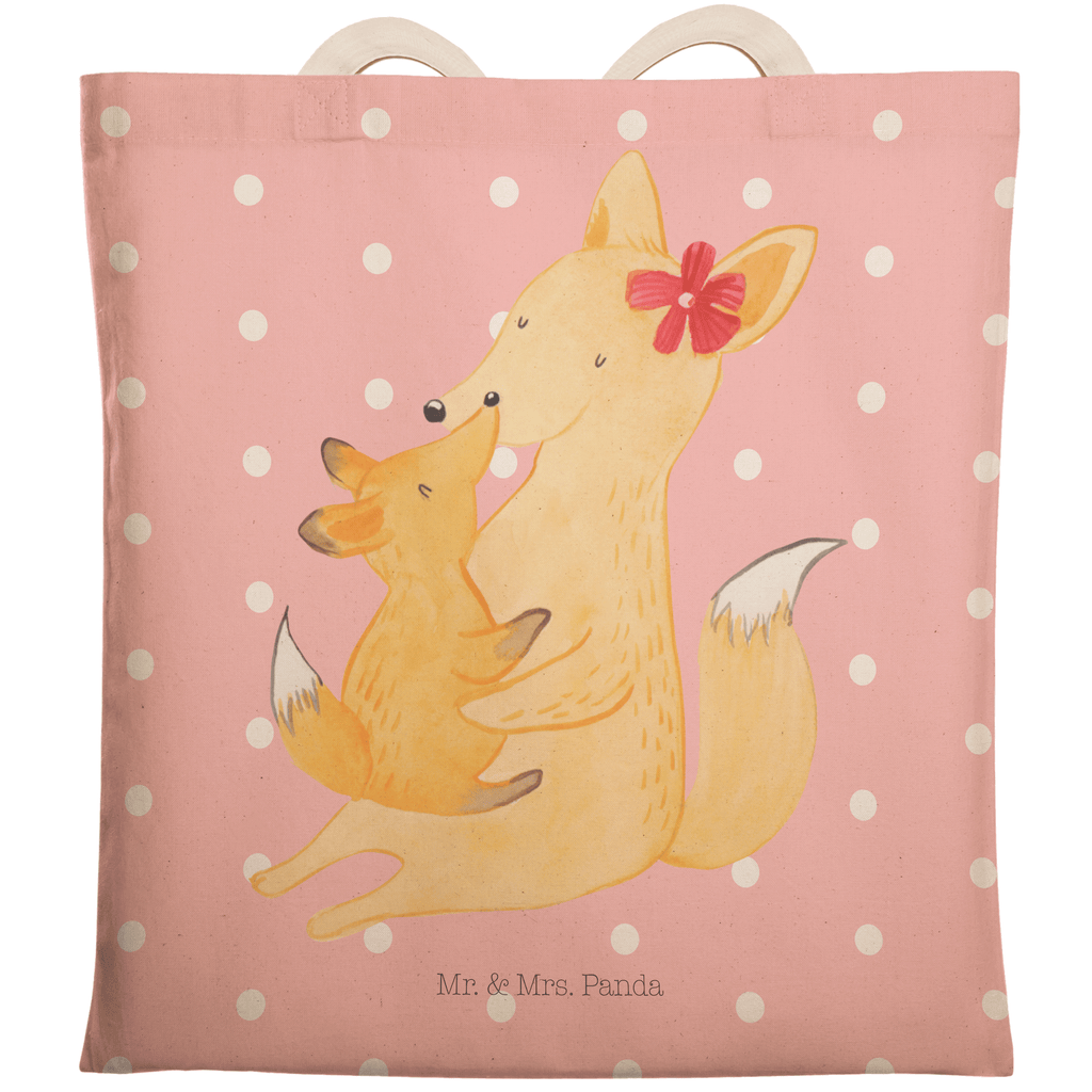 Einkaufstasche Fuchs Mama & Kind Tragetasche, Tasche, Beutel, Stofftasche, Baumwolltasche, Umhängetasche, Shopper, Familie, Vatertag, Muttertag, Bruder, Schwester, Mama, Papa, Oma, Opa, Mutter, Tochter, Lieblingstochter, Beste Tochter, Geschenk