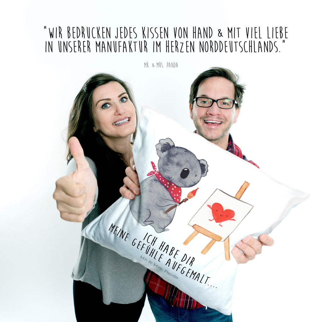 40x40 Kissen Koala Künstler Kissenhülle, Kopfkissen, Sofakissen, Dekokissen, Motivkissen, Koala, Koalabär, Liebe, Liebensbeweis, Liebesgeschenk, Gefühle, Künstler, zeichnen