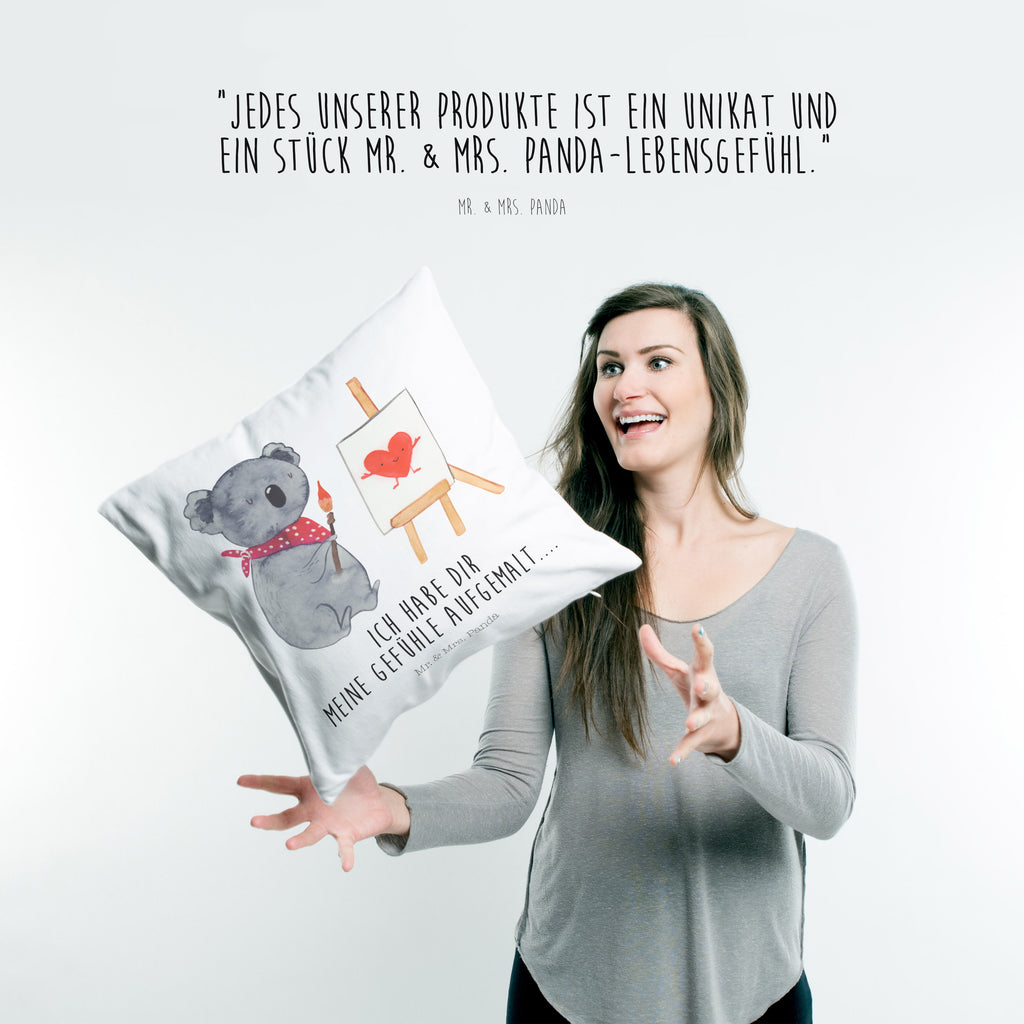 40x40 Kissen Koala Künstler Kissenhülle, Kopfkissen, Sofakissen, Dekokissen, Motivkissen, Koala, Koalabär, Liebe, Liebensbeweis, Liebesgeschenk, Gefühle, Künstler, zeichnen