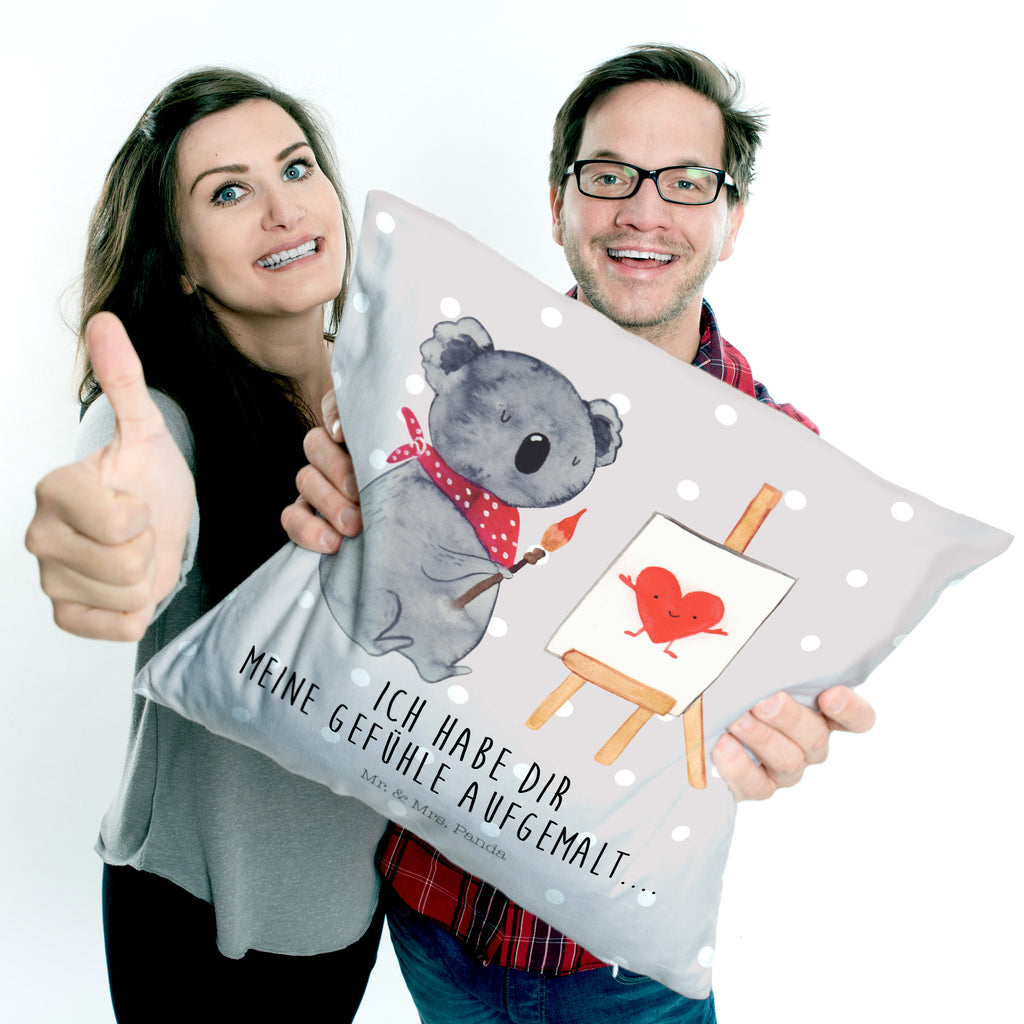 40x40 Kissen Koala Künstler Kissenhülle, Kopfkissen, Sofakissen, Dekokissen, Motivkissen, Koala, Koalabär, Liebe, Liebensbeweis, Liebesgeschenk, Gefühle, Künstler, zeichnen