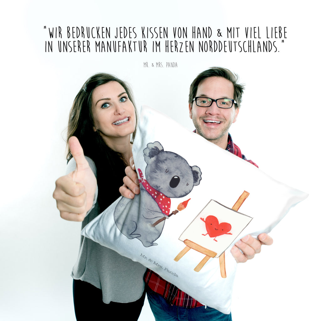 40x40 Kissen Koala Künstler Kissenhülle, Kopfkissen, Sofakissen, Dekokissen, Motivkissen, Koala, Koalabär, Liebe, Liebensbeweis, Liebesgeschenk, Gefühle, Künstler, zeichnen