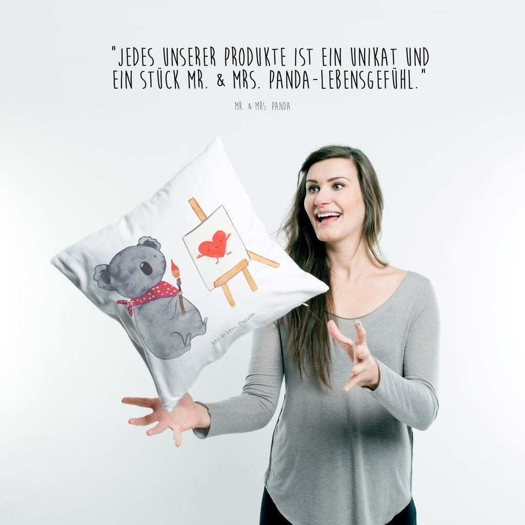 40x40 Kissen Koala Künstler Kissenhülle, Kopfkissen, Sofakissen, Dekokissen, Motivkissen, Koala, Koalabär, Liebe, Liebensbeweis, Liebesgeschenk, Gefühle, Künstler, zeichnen