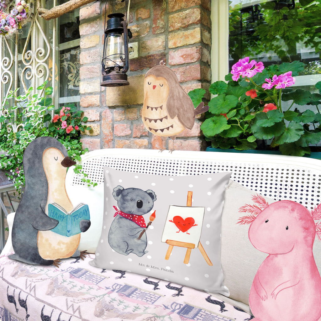 40x40 Kissen Koala Künstler Kissenhülle, Kopfkissen, Sofakissen, Dekokissen, Motivkissen, Koala, Koalabär, Liebe, Liebensbeweis, Liebesgeschenk, Gefühle, Künstler, zeichnen