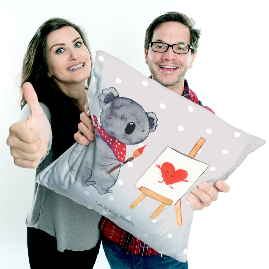 40x40 Kissen Koala Künstler Kissenhülle, Kopfkissen, Sofakissen, Dekokissen, Motivkissen, Koala, Koalabär, Liebe, Liebensbeweis, Liebesgeschenk, Gefühle, Künstler, zeichnen