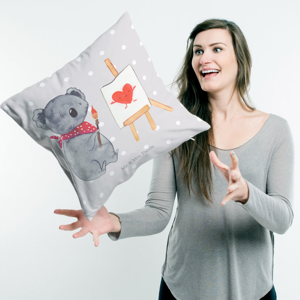 40x40 Kissen Koala Künstler Kissenhülle, Kopfkissen, Sofakissen, Dekokissen, Motivkissen, Koala, Koalabär, Liebe, Liebensbeweis, Liebesgeschenk, Gefühle, Künstler, zeichnen