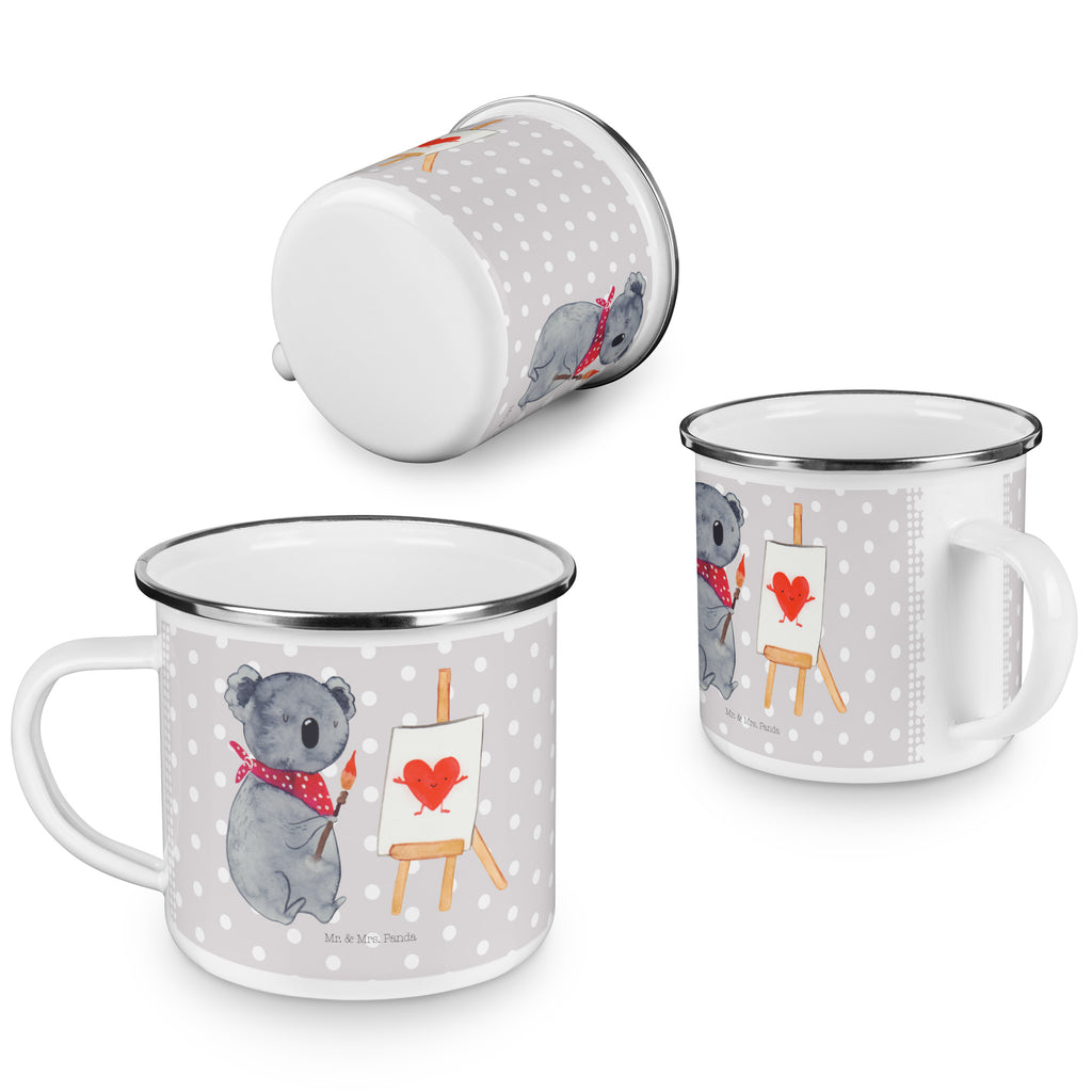 Camping Emaille Tasse Koala Künstler Campingtasse, Trinkbecher, Metalltasse, Outdoor Tasse, Emaille Trinkbecher, Blechtasse Outdoor, Emaille Campingbecher, Edelstahl Trinkbecher, Metalltasse für Camping, Kaffee Blechtasse, Camping Tasse Metall, Koala, Koalabär, Liebe, Liebensbeweis, Liebesgeschenk, Gefühle, Künstler, zeichnen