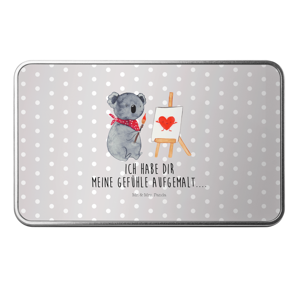 Metalldose rechteckig Koala Künstler Blechdose, Metalldose, Blechbox, Container, Keksdose, Vorratsdose, Vorratsbox, Döschen, Versperbox, Vesperdose, Aufbewahrungsdose, Aufbewahrungsbox, Aluminiumdose, Dose, Koala, Koalabär, Liebe, Liebensbeweis, Liebesgeschenk, Gefühle, Künstler, zeichnen