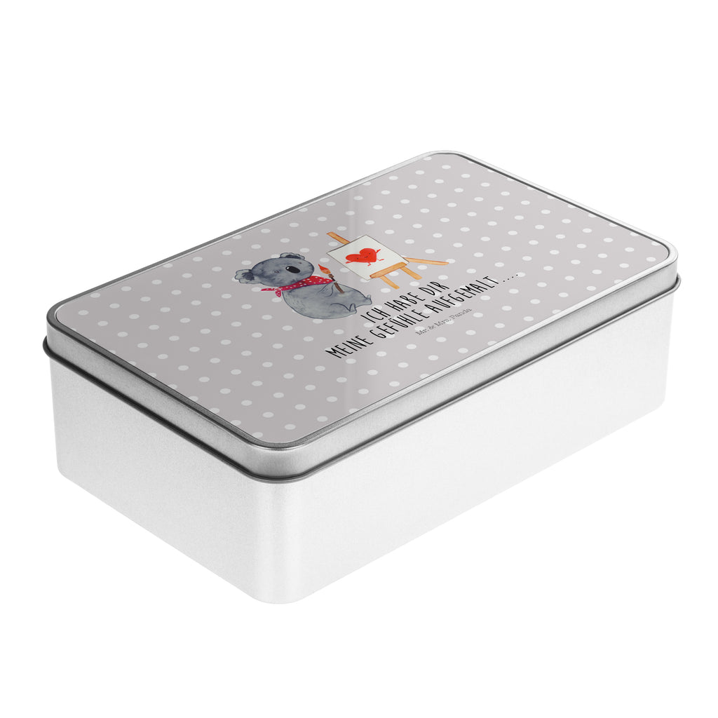 Metalldose rechteckig Koala Künstler Blechdose, Metalldose, Blechbox, Container, Keksdose, Vorratsdose, Vorratsbox, Döschen, Versperbox, Vesperdose, Aufbewahrungsdose, Aufbewahrungsbox, Aluminiumdose, Dose, Koala, Koalabär, Liebe, Liebensbeweis, Liebesgeschenk, Gefühle, Künstler, zeichnen