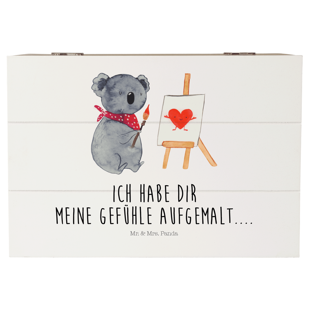 Holzkiste Koala Künstler Holzkiste, Kiste, Schatzkiste, Truhe, Schatulle, XXL, Erinnerungsbox, Erinnerungskiste, Dekokiste, Aufbewahrungsbox, Koala, Koalabär, Liebe, Liebensbeweis, Liebesgeschenk, Gefühle, Künstler, zeichnen